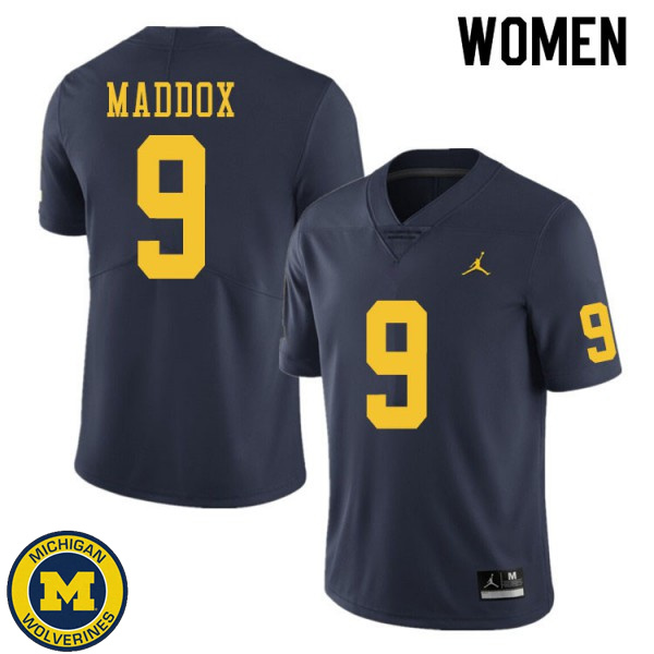 Women's Michigan Wolverines #9 Andy Maddox Navy NCAA Football Jersey